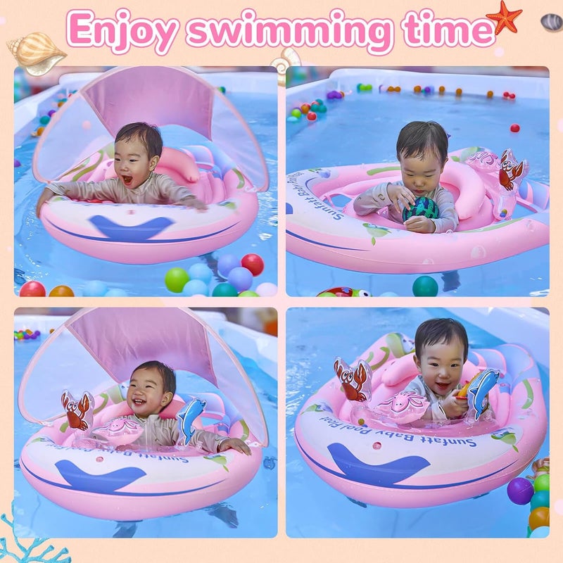 SUNFATT Baby Float with Canopy,Baby Floaties 6-12 Months with UPF 50+ Sun Protection & Toy Play Console,Tdooler Float Features an Adjustable Safety Seat for Girls,Toddler,Infant Aged 6-36 Months. - Image 5